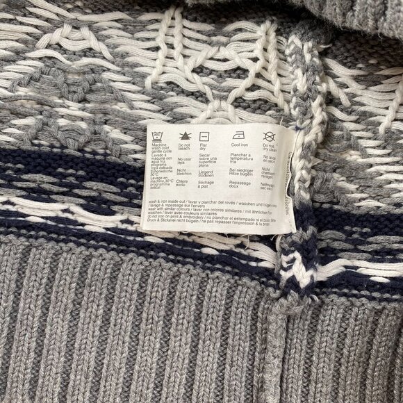 Esprit Mens Nordic Fair Isle Cardigan Aztec Western Gray Size L Vintage - Picture 9 of 12